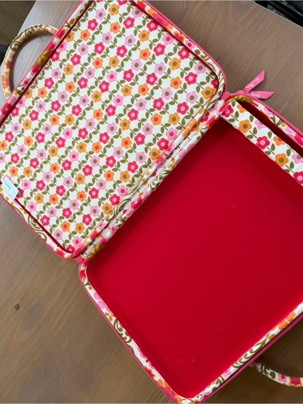 Vera Bradley Quilted Floral Laptop Sleeve in Pink, Orange & Green - Picture 3 of 5